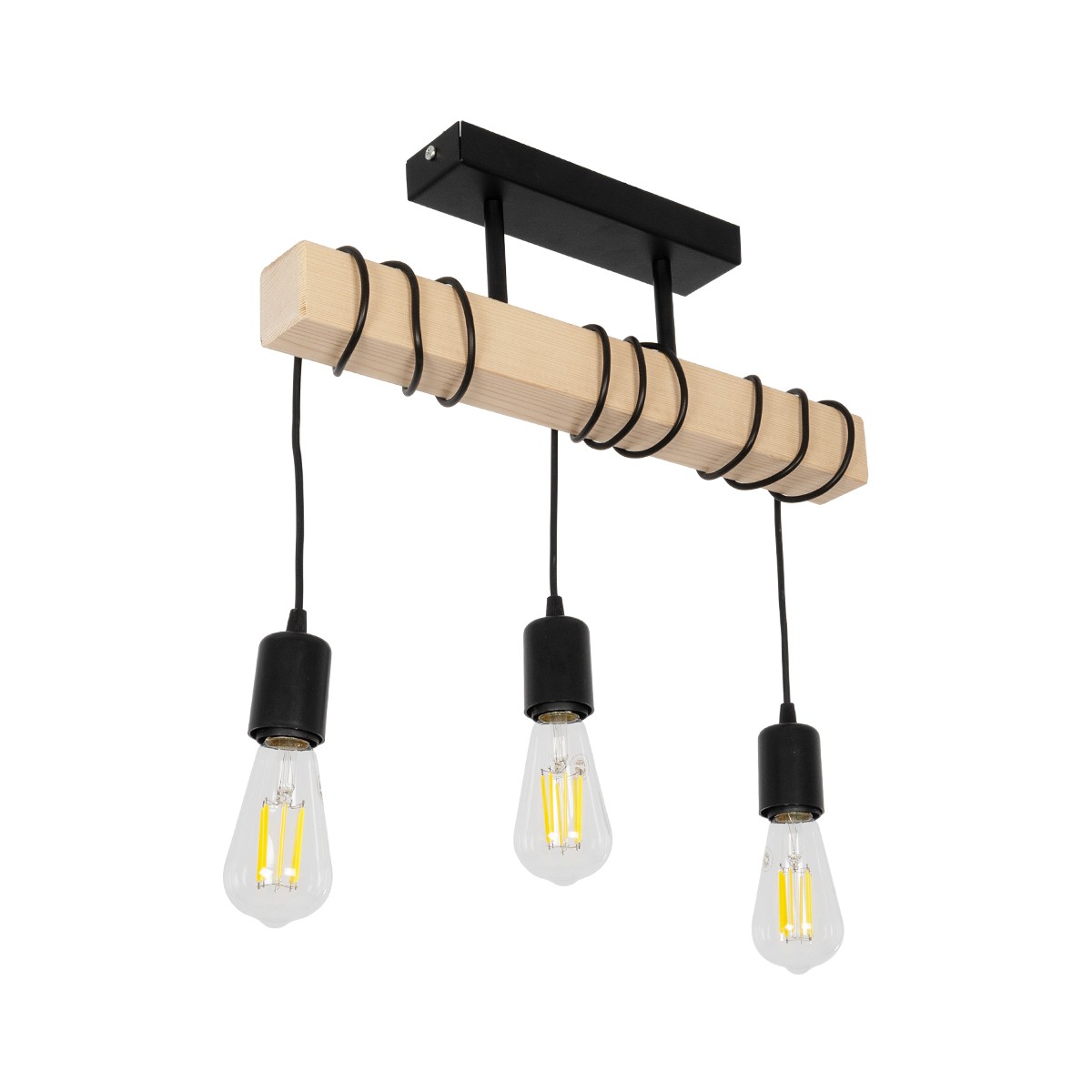LEDTM® LUCITA 201-0031 Vintage Φωτιστικό Οροφής με Ντουί 3 x E27 AC 220-240V IP20 - Μαύρο & Μπεζ - Μ50 x Π27 x Υ112cm