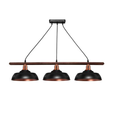 Alternative view of LEDTM® LOAN 203-0291 Μοντέρνο Κρεμαστό Φωτιστικό Οροφής με Ντουί 3 x E27 AC 220-240V IP20 - Μαύρο & Μπρονζέ - Μ89 x Π25.5 x Υ19cm