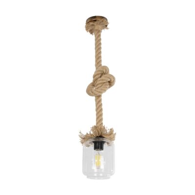 LEDTM® JAM 999-0116 Vintage Κρεμαστό Φωτιστικό Οροφής με Ντουί 1 x E27 AC 220-240V IP20 - Διάφανο & Μπεζ - Μ13 x Π13 x Υ125cm