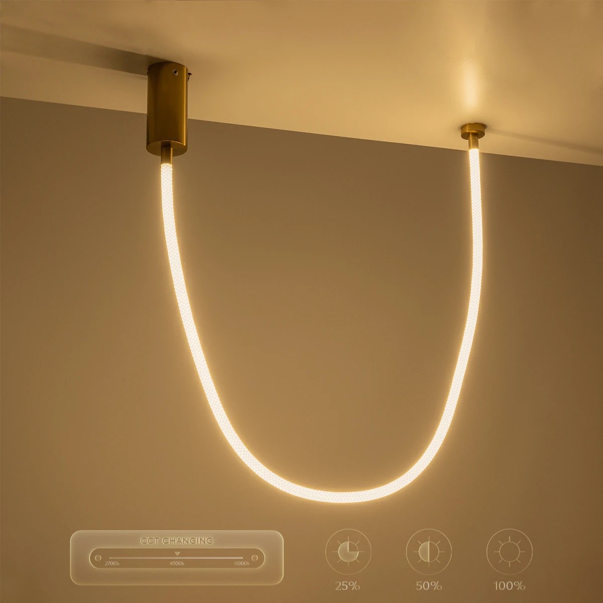 kelvo® GLOW KLV-101-0155-V2 Φωτιστικό Οροφής / Απλίκα LED 27W 2700lm 360° AC 220-240V IP20 Ρυθμιζόμενο Λευκό CCT με Χειριστήριο από 2700K έως 6000K Dimmable - Lumileds SMD Chip - Χρυσό Πλατίνα - Μ90 x Π9 x Υ95cm - 3 Χρόνια Εγγύηση - Image 14