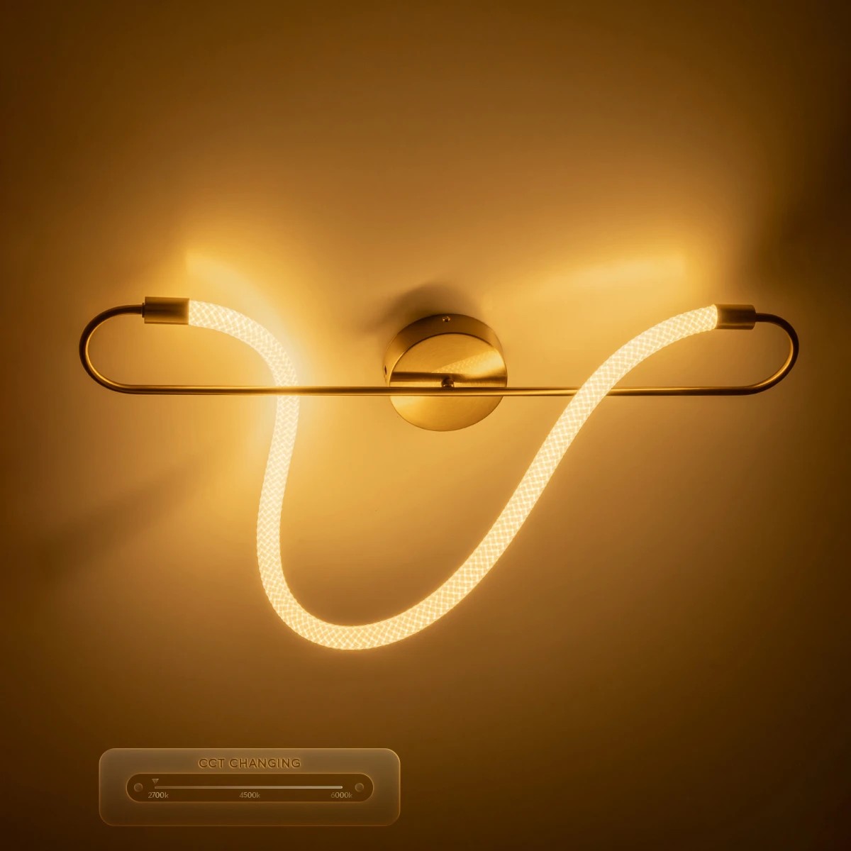 kelvo® GLOW KLV-101-0169-V2 Φωτιστικό Οροφής LED 18W 1800lm 360° AC 220-240V IP20 Ρυθμιζόμενο Λευκό CCT με On/Off 2700K/4500K/6000K - Lumileds SMD Chip - Χρυσό Πλατίνα - Μ30 x Π15 x Υ70cm - 3 Χρόνια Εγγύηση - Image 10