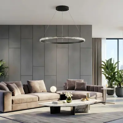 Alternative view of kelvo® DIAMOND KLV-101-0231 Κρεμαστό Φωτιστικό Οροφής LED 67W 6700lm 180° AC 220-240V IP20 Ρυθμιζόμενο Λευκό CCT με Χειριστήριο από 2700K έως 6000K Dimmable - Lumileds SMD Chip - Μαύρο Ματ - Μ80 x Π80 x Υ3cm - 3 Χρόνια Εγγύηση
