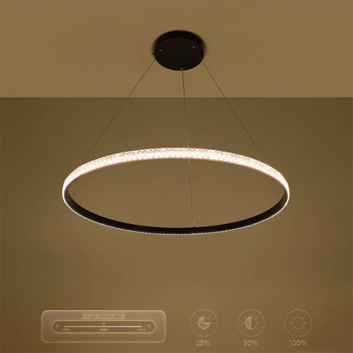 kelvo® DIAMOND KLV-101-0231 Κρεμαστό Φωτιστικό Οροφής LED 67W 6700lm 180° AC 220-240V IP20 Ρυθμιζόμενο Λευκό CCT με Χειριστήριο από 2700K έως 6000K Dimmable - Lumileds SMD Chip - Μαύρο Ματ - Μ80 x Π80 x Υ3cm - 3 Χρόνια Εγγύηση - Image 12