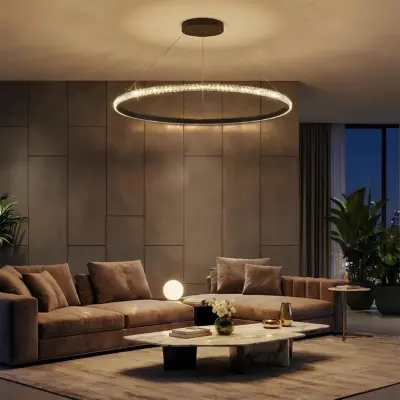 kelvo® DIAMOND KLV-101-0233 Κρεμαστό Φωτιστικό Οροφής LED 75W 7500lm 180° AC 220-240V IP20 Ρυθμιζόμενο Λευκό CCT με Χειριστήριο από 2700K έως 6000K Dimmable - Lumileds SMD Chip - Μαύρο Ματ - Μ100 x Π100 x Υ3cm - 3 Χρόνια Εγγύηση