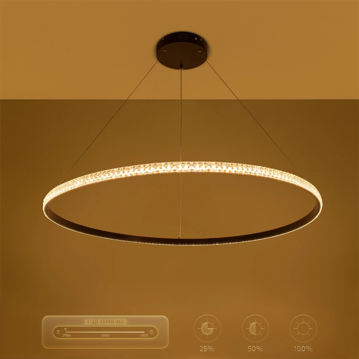 kelvo® DIAMOND KLV-101-0233 Κρεμαστό Φωτιστικό Οροφής LED 75W 7500lm 180° AC 220-240V IP20 Ρυθμιζόμενο Λευκό CCT με Χειριστήριο από 2700K έως 6000K Dimmable - Lumileds SMD Chip - Μαύρο Ματ - Μ100 x Π100 x Υ3cm - 3 Χρόνια Εγγύηση - Image 11