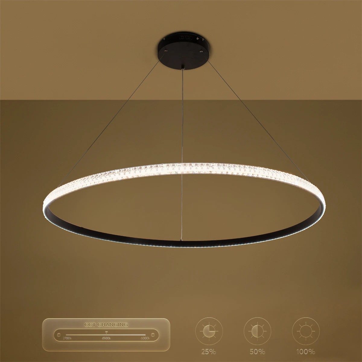 kelvo® DIAMOND KLV-101-0233 Κρεμαστό Φωτιστικό Οροφής LED 75W 7500lm 180° AC 220-240V IP20 Ρυθμιζόμενο Λευκό CCT με Χειριστήριο από 2700K έως 6000K Dimmable - Lumileds SMD Chip - Μαύρο Ματ - Μ100 x Π100 x Υ3cm - 3 Χρόνια Εγγύηση - Image 12