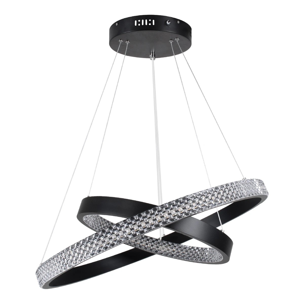 kelvo® DIAMOND KLV-101-0235-V2 Κρεμαστό Φωτιστικό Οροφής LED 75W 7500lm 360° AC 220-240V IP20 Ρυθμιζόμενο Λευκό CCT με Χειριστήριο από 2700K έως 6000K Dimmable - Lumileds SMD Chip - Μαύρο Ματ - Μ60 x Π60 x Υ40cm - 3 Χρόνια Εγγύηση - Image 3