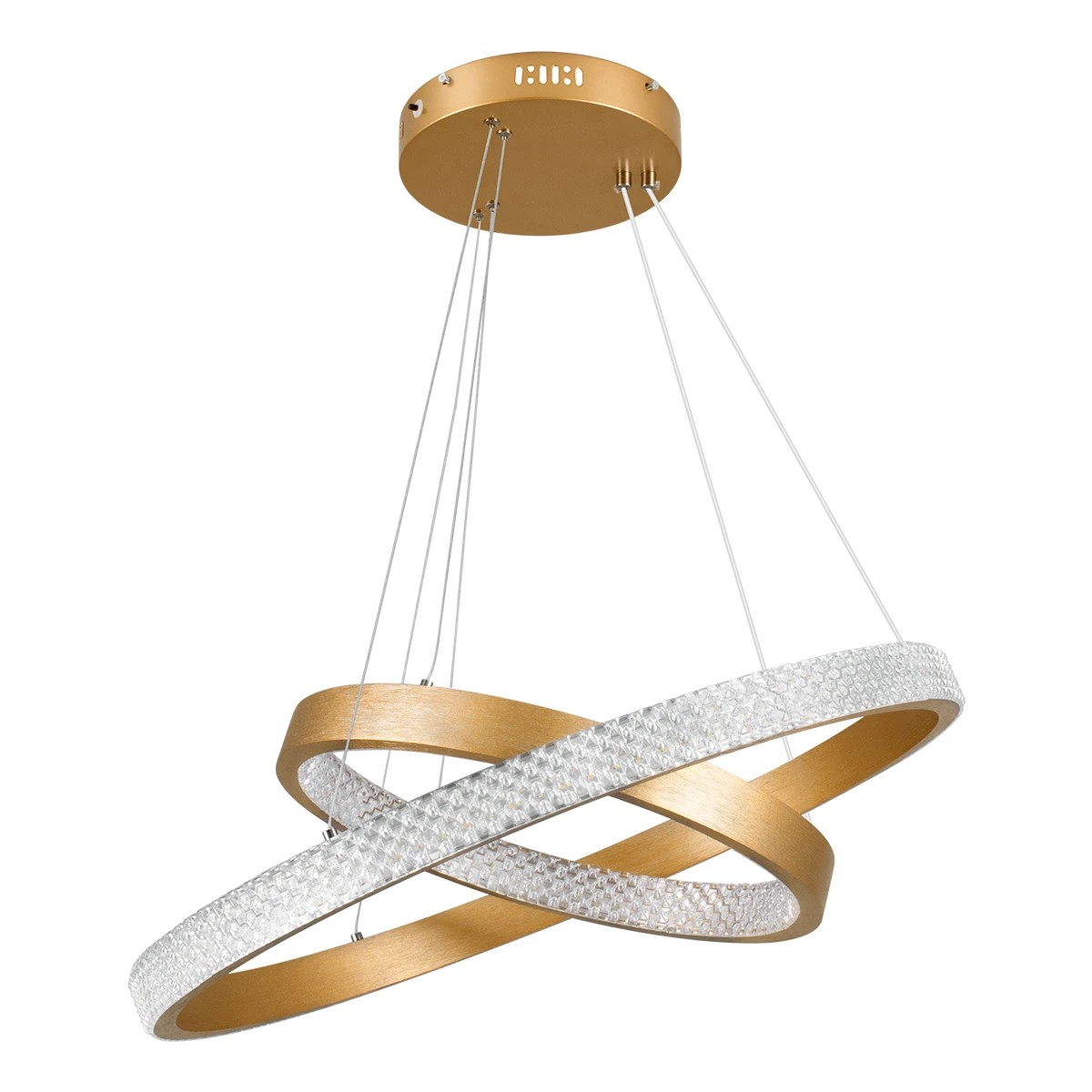 kelvo® DIAMOND KLV-101-0236-V2 Κρεμαστό Φωτιστικό Οροφής LED 75W 7500lm 360° AC 220-240V IP20 Ρυθμιζόμενο Λευκό CCT με Χειριστήριο από 2700K έως 6000K Dimmable - Lumileds SMD Chip - Χρυσό Πλατίνα - Μ60 x Π60 x Υ40cm - 3 Χρόνια Εγγύηση - Image 3