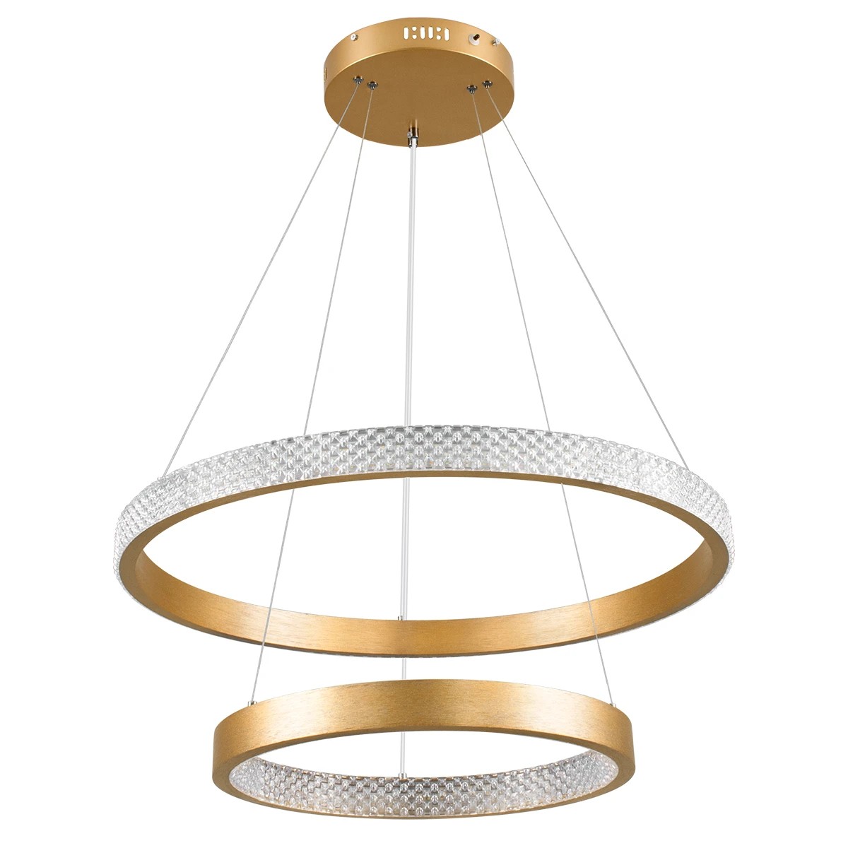 kelvo® DIAMOND KLV-101-0236-V2 Κρεμαστό Φωτιστικό Οροφής LED 75W 7500lm 360° AC 220-240V IP20 Ρυθμιζόμενο Λευκό CCT με Χειριστήριο από 2700K έως 6000K Dimmable - Lumileds SMD Chip - Χρυσό Πλατίνα - Μ60 x Π60 x Υ40cm - 3 Χρόνια Εγγύηση - Image 4