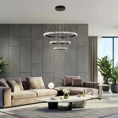 Alternative view of kelvo® DIAMOND KLV-101-0237 Κρεμαστό Φωτιστικό Οροφής LED 100W 10000lm 180° AC 220-240V IP20 Ρυθμιζόμενο Λευκό CCT με Χειριστήριο από 2700K έως 6000K Dimmable - Lumileds SMD Chip - Μαύρο Ματ - Μ60 x Π60 x Υ60cm - 3 Χρόνια Εγγύηση