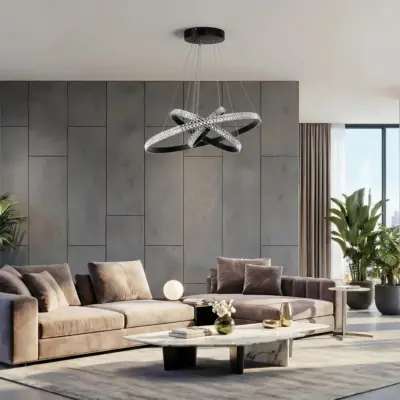 Alternative view of kelvo® DIAMOND KLV-101-0237-V2 Κρεμαστό Φωτιστικό Οροφής LED 100W 10000lm 180° AC 220-240V IP20 Ρυθμιζόμενο Λευκό CCT με Χειριστήριο από 2700K έως 6000K Dimmable - Lumileds SMD Chip - Μαύρο Ματ - Μ60 x Π60 x Υ60cm - 3 Χρόνια Εγγύηση