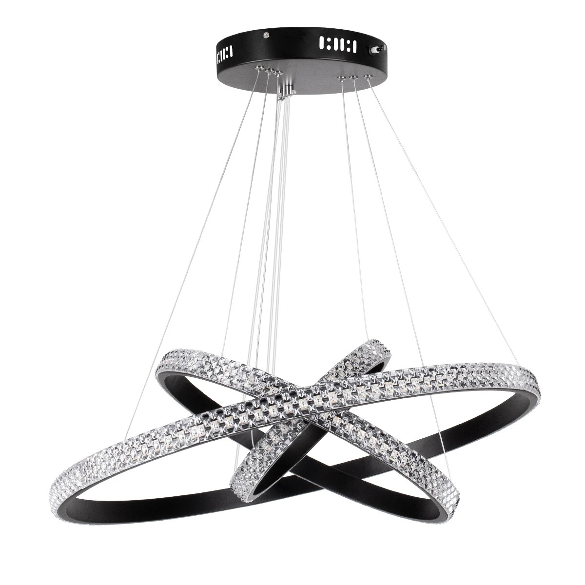 kelvo® DIAMOND KLV-101-0237-V2 Κρεμαστό Φωτιστικό Οροφής LED 100W 10000lm 180° AC 220-240V IP20 Ρυθμιζόμενο Λευκό CCT με Χειριστήριο από 2700K έως 6000K Dimmable - Lumileds SMD Chip - Μαύρο Ματ - Μ60 x Π60 x Υ60cm - 3 Χρόνια Εγγύηση - Image 3