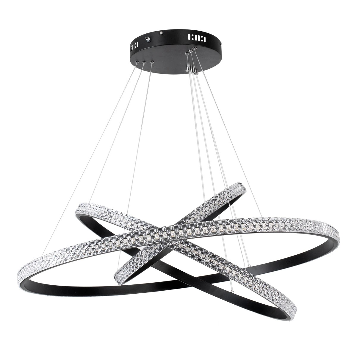 kelvo® DIAMOND KLV-101-0139-V2 Κρεμαστό Φωτιστικό Οροφής LED 120W 12000lm 180° AC 220-240V IP20 Ρυθμιζόμενο Λευκό CCT με Χειριστήριο από 2700K έως 6000K Dimmable - Lumileds SMD Chip - Μαύρο Ματ - Μ80 x Π80 x Υ80cm - 3 Χρόνια Εγγύηση - Image 3