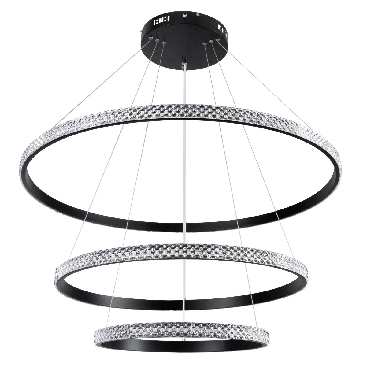 kelvo® DIAMOND KLV-101-0139-V2 Κρεμαστό Φωτιστικό Οροφής LED 120W 12000lm 180° AC 220-240V IP20 Ρυθμιζόμενο Λευκό CCT με Χειριστήριο από 2700K έως 6000K Dimmable - Lumileds SMD Chip - Μαύρο Ματ - Μ80 x Π80 x Υ80cm - 3 Χρόνια Εγγύηση - Image 5
