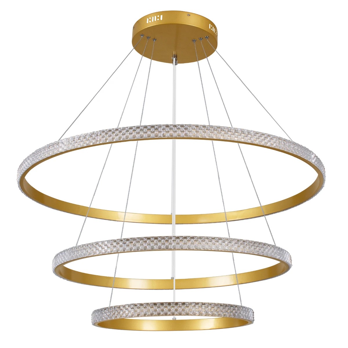 kelvo® DIAMOND KLV-101-0240-V2 Κρεμαστό Φωτιστικό Οροφής LED 120W 12000lm 180° AC 220-240V IP20 Ρυθμιζόμενο Λευκό CCT με Χειριστήριο από 2700K έως 6000K Dimmable - Lumileds SMD Chip - Χρυσό Πλατίνα - Μ80 x Π80 x Υ80cm - 3 Χρόνια Εγγύηση - Image 4