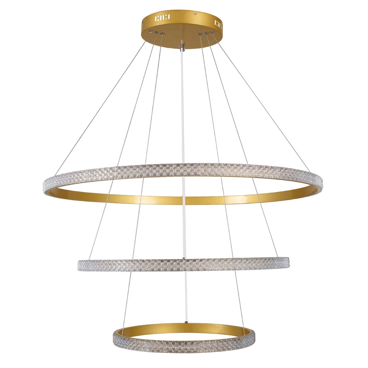 kelvo® DIAMOND KLV-101-0240-V2 Κρεμαστό Φωτιστικό Οροφής LED 120W 12000lm 180° AC 220-240V IP20 Ρυθμιζόμενο Λευκό CCT με Χειριστήριο από 2700K έως 6000K Dimmable - Lumileds SMD Chip - Χρυσό Πλατίνα - Μ80 x Π80 x Υ80cm - 3 Χρόνια Εγγύηση - Image 5