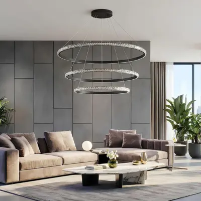 Alternative view of kelvo® DIAMOND KLV-101-0241 Κρεμαστό Φωτιστικό Οροφής LED 150W 15000lm 180° AC 220-240V IP20 Ρυθμιζόμενο Λευκό CCT με Χειριστήριο από 2700K έως 6000K Dimmable - Lumileds SMD Chip - Μαύρο Ματ - Μ100 x Π100 x Υ100cm - 3 Χρόνια Εγγύηση