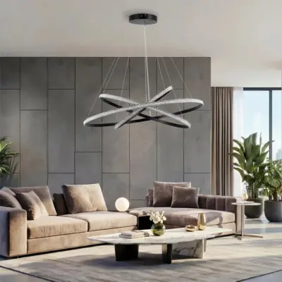 Alternative view of kelvo® DIAMOND KLV-101-0241-V2 Κρεμαστό Φωτιστικό Οροφής LED 150W 15000lm 180° AC 220-240V IP20 Ρυθμιζόμενο Λευκό CCT με Χειριστήριο από 2700K έως 6000K Dimmable - Lumileds SMD Chip - Μαύρο Ματ - Μ100 x Π100 x Υ100cm - 3 Χρόνια Εγγύηση