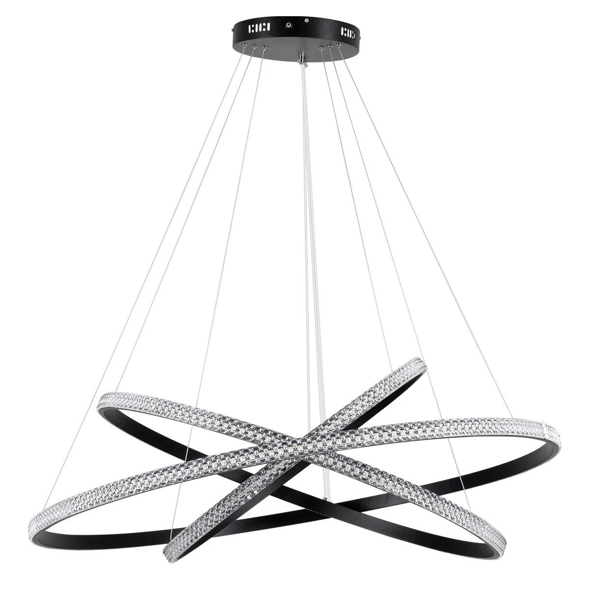 kelvo® DIAMOND KLV-101-0241-V2 Κρεμαστό Φωτιστικό Οροφής LED 150W 15000lm 180° AC 220-240V IP20 Ρυθμιζόμενο Λευκό CCT με Χειριστήριο από 2700K έως 6000K Dimmable - Lumileds SMD Chip - Μαύρο Ματ - Μ100 x Π100 x Υ100cm - 3 Χρόνια Εγγύηση - Image 3