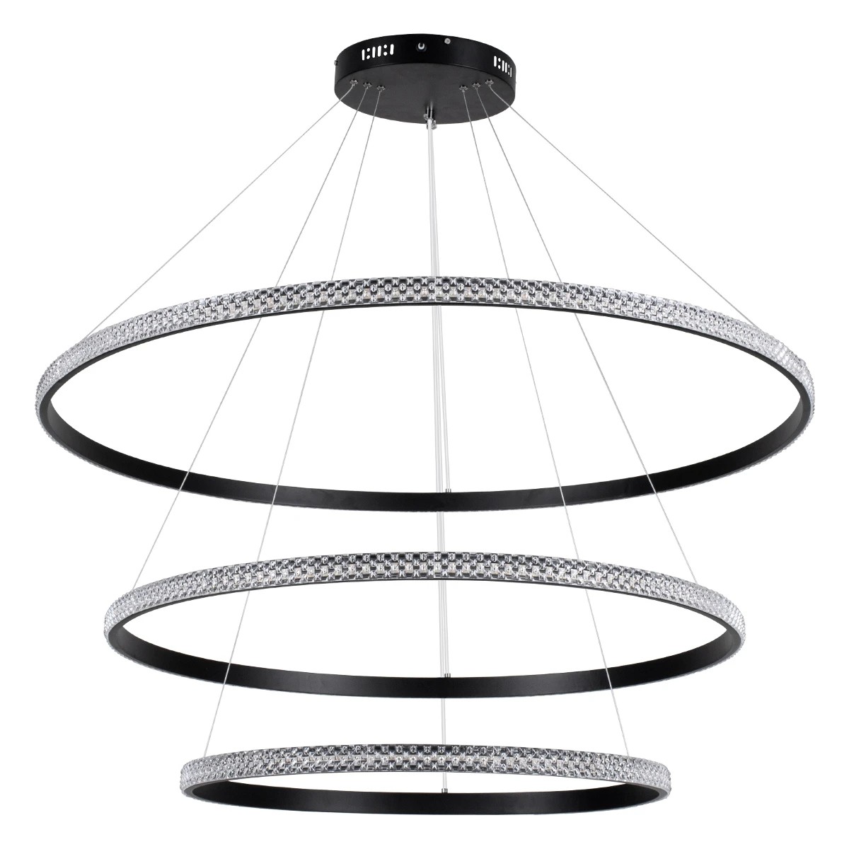 kelvo® DIAMOND KLV-101-0241-V2 Κρεμαστό Φωτιστικό Οροφής LED 150W 15000lm 180° AC 220-240V IP20 Ρυθμιζόμενο Λευκό CCT με Χειριστήριο από 2700K έως 6000K Dimmable - Lumileds SMD Chip - Μαύρο Ματ - Μ100 x Π100 x Υ100cm - 3 Χρόνια Εγγύηση - Image 4