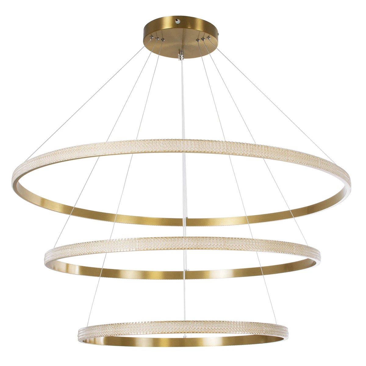kelvo® DIAMOND KLV-101-0242-V2 Κρεμαστό Φωτιστικό Οροφής LED 150W 15000lm 180° AC 220-240V IP20 Ρυθμιζόμενο Λευκό CCT με Χειριστήριο από 2700K έως 6000K Dimmable - Lumileds SMD Chip - Χρυσό Πλατίνα - Μ100 x Π100 x Υ100cm - 3 Χρόνια Εγγύηση - Image 4