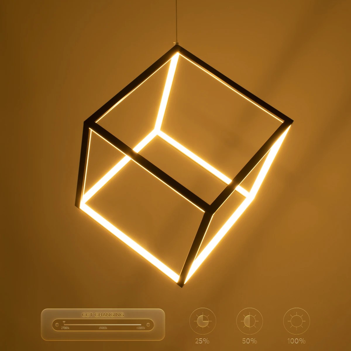 kelvo® KIBOO KLV-101-0261 Κρεμαστό Φωτιστικό Οροφής LED 36W 3600lm 360° AC 220-240V IP20 Ρυθμιζόμενο Λευκό CCT με Χειριστήριο από 2700K έως 6000K Dimmable - Lumileds SMD Chip - Μαύρο Ματ - Μ40 x Π40 x Υ40cm - 3 Χρόνια Εγγύηση - Image 13
