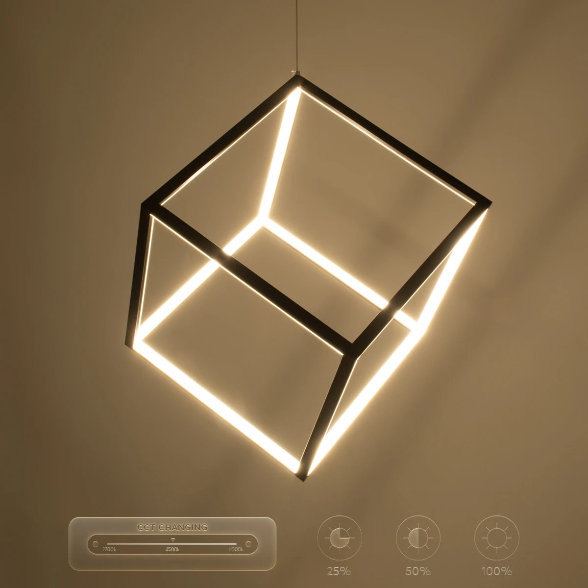 kelvo® KIBOO KLV-101-0261 Κρεμαστό Φωτιστικό Οροφής LED 36W 3600lm 360° AC 220-240V IP20 Ρυθμιζόμενο Λευκό CCT με Χειριστήριο από 2700K έως 6000K Dimmable - Lumileds SMD Chip - Μαύρο Ματ - Μ40 x Π40 x Υ40cm - 3 Χρόνια Εγγύηση - Image 14