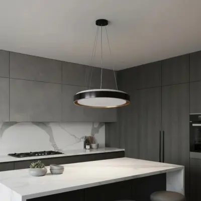Alternative view of kelvo® BARCHETTA KLV-101-0266 Κρεμαστό Φωτιστικό Οροφής LED 72W 7200lm 120° AC 220-240V IP20 Ρυθμιζόμενο Λευκό CCT με Χειριστήριο από 2700K έως 6000K Dimmable - Lumileds SMD Chip - Μαύρο & Σαμπανιζέ Χρυσό Ματ - Μ48 x Π48 x Υ8.2cm - 3 Χρόνια Εγγύηση