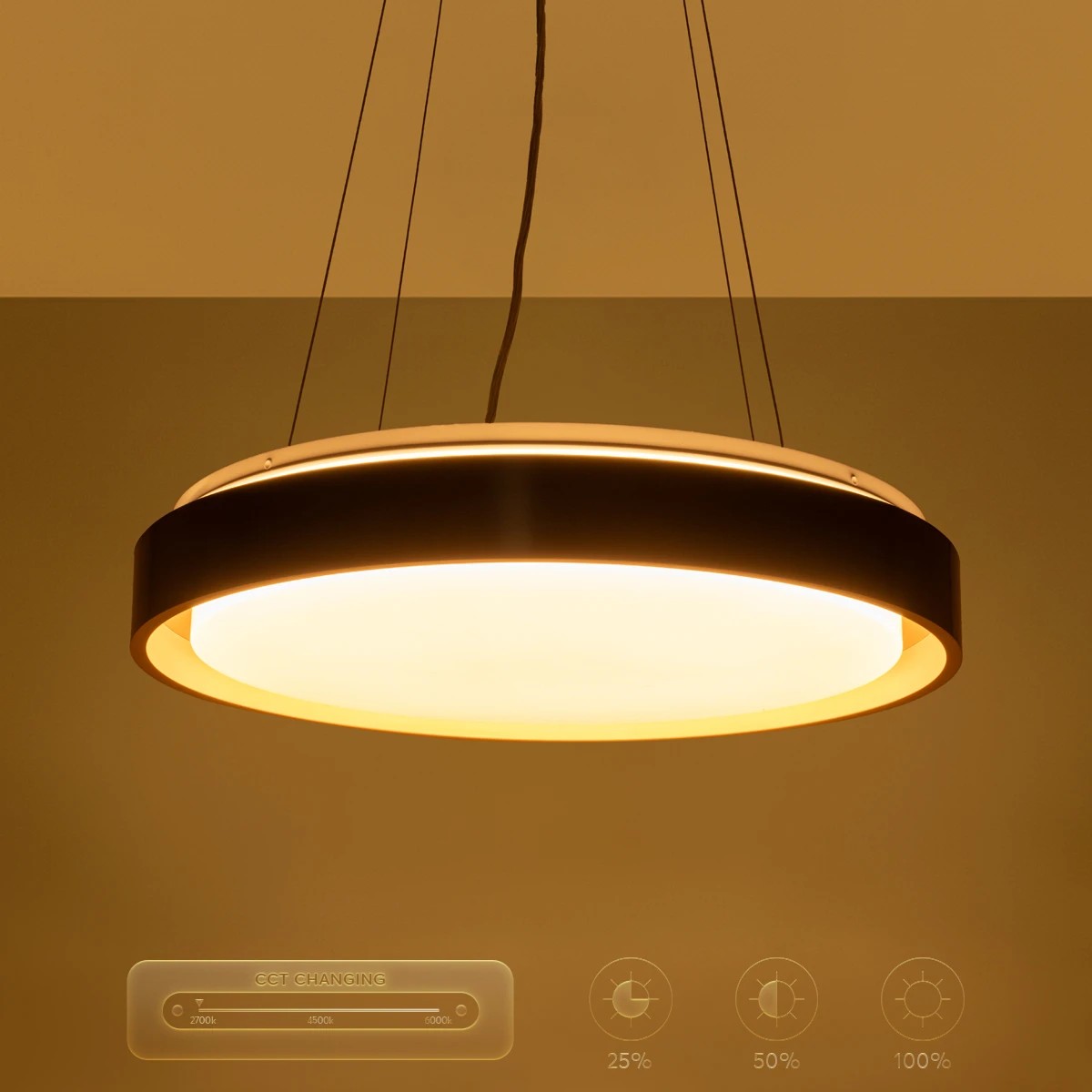 kelvo® BARCHETTA KLV-101-0266 Κρεμαστό Φωτιστικό Οροφής LED 72W 7200lm 120° AC 220-240V IP20 Ρυθμιζόμενο Λευκό CCT με Χειριστήριο από 2700K έως 6000K Dimmable - Lumileds SMD Chip - Μαύρο & Σαμπανιζέ Χρυσό Ματ - Μ48 x Π48 x Υ8.2cm - 3 Χρόνια Εγγύηση - Image 16