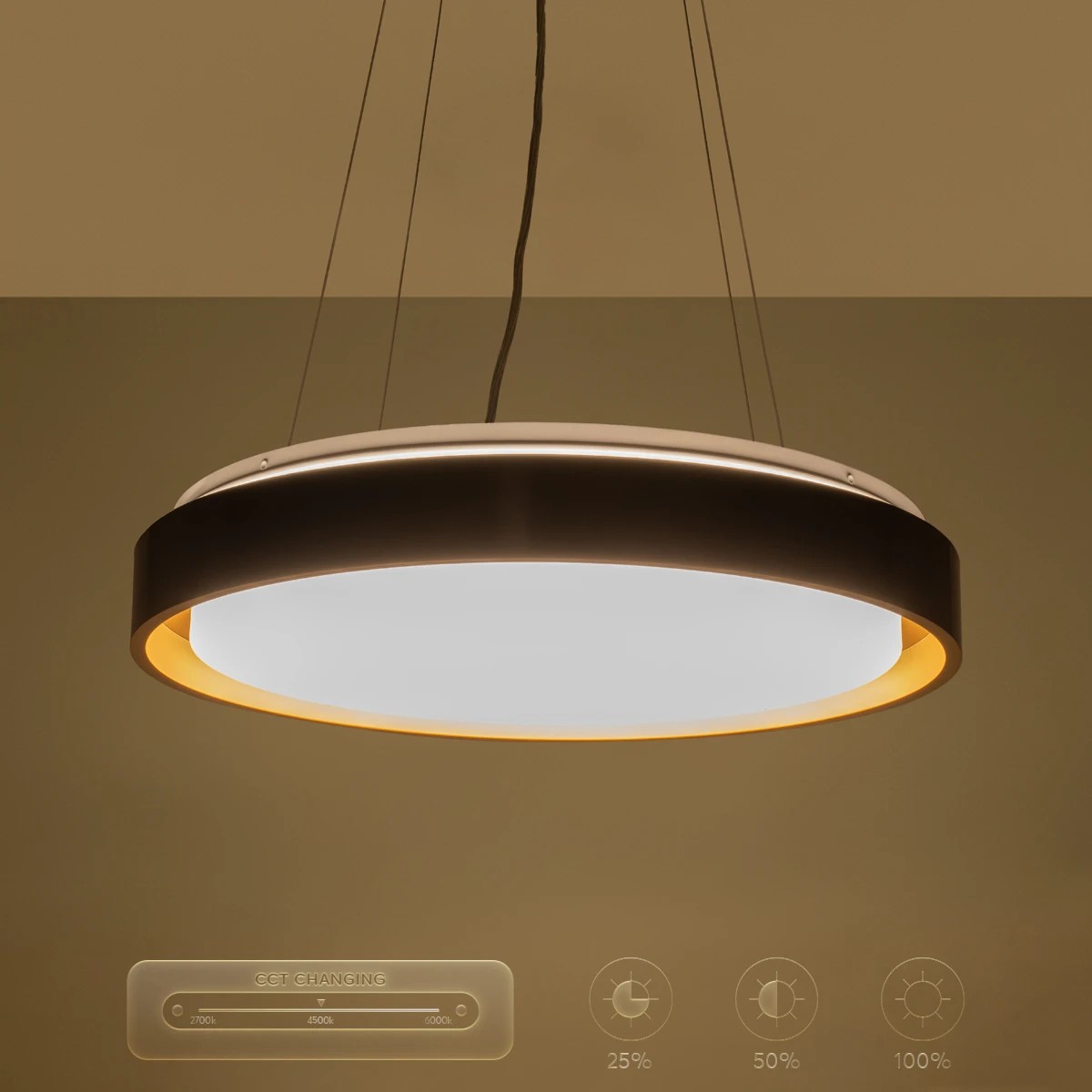 kelvo® BARCHETTA KLV-101-0266 Κρεμαστό Φωτιστικό Οροφής LED 72W 7200lm 120° AC 220-240V IP20 Ρυθμιζόμενο Λευκό CCT με Χειριστήριο από 2700K έως 6000K Dimmable - Lumileds SMD Chip - Μαύρο & Σαμπανιζέ Χρυσό Ματ - Μ48 x Π48 x Υ8.2cm - 3 Χρόνια Εγγύηση - Image 17