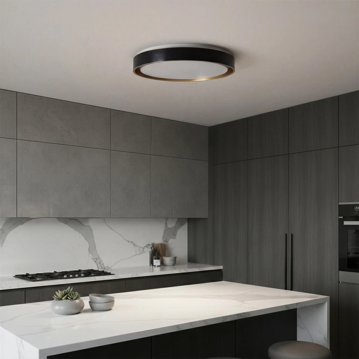 kelvo® BARCHETTA KLV-101-0266-V2 Φωτιστικό Οροφής LED 72W 7200lm 120° AC 220-240V IP20 Ρυθμιζόμενο Λευκό CCT με Χειριστήριο από 2700K έως 6000K Dimmable - Lumileds SMD Chip - Μαύρο & Σαμπανιζέ Χρυσό Ματ - Μ48 x Π48 x Υ8.2cm - 3 Χρόνια Εγγύηση - Image 2
