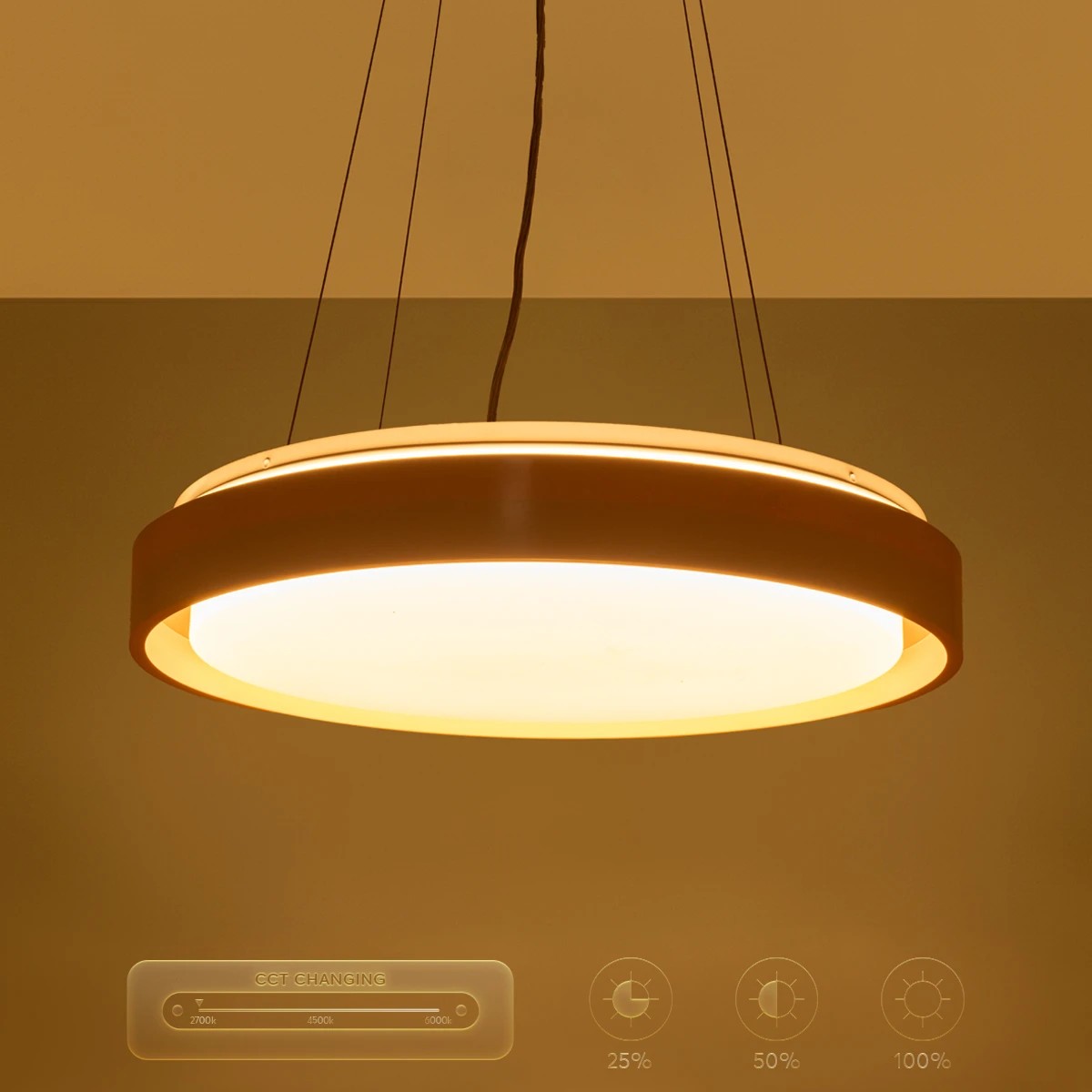 kelvo® BARCHETTA KLV-101-0267 Κρεμαστό Φωτιστικό Οροφής LED 72W 7200lm 120° AC 220-240V IP20 Ρυθμιζόμενο Λευκό CCT με Χειριστήριο από 2700K έως 6000K Dimmable - Lumileds SMD Chip - Λευκό & Σαμπανιζέ Χρυσό Ματ - Μ48 x Π48 x Υ8.2cm - 3 Χρόνια Εγγύηση - Image 16