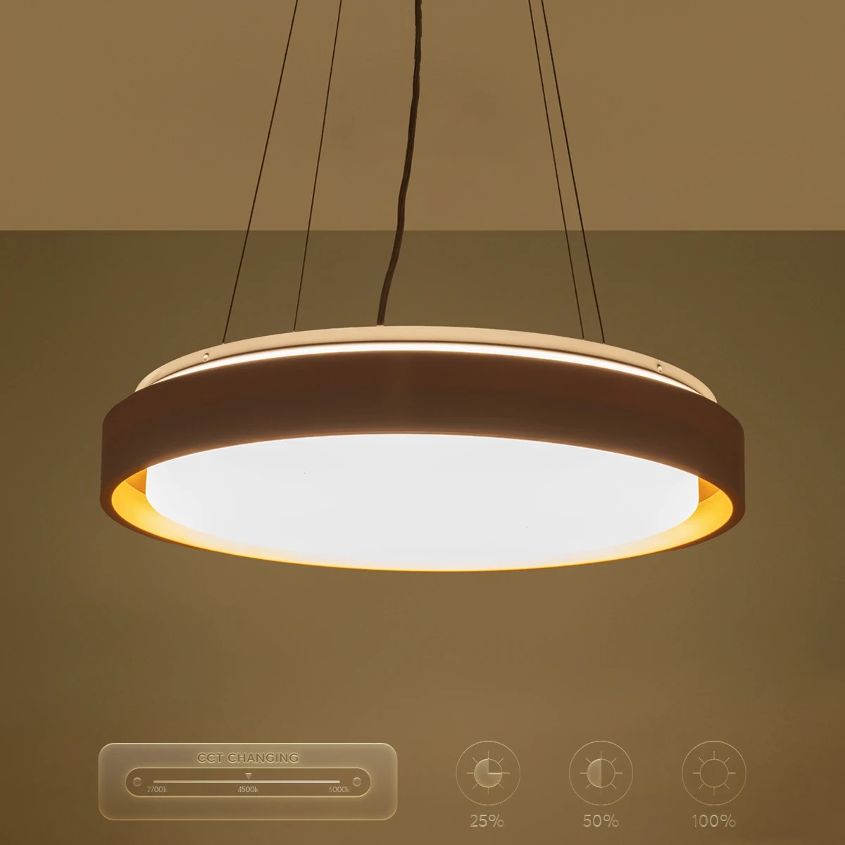 kelvo® BARCHETTA KLV-101-0267 Κρεμαστό Φωτιστικό Οροφής LED 72W 7200lm 120° AC 220-240V IP20 Ρυθμιζόμενο Λευκό CCT με Χειριστήριο από 2700K έως 6000K Dimmable - Lumileds SMD Chip - Λευκό & Σαμπανιζέ Χρυσό Ματ - Μ48 x Π48 x Υ8.2cm - 3 Χρόνια Εγγύηση - Image 17