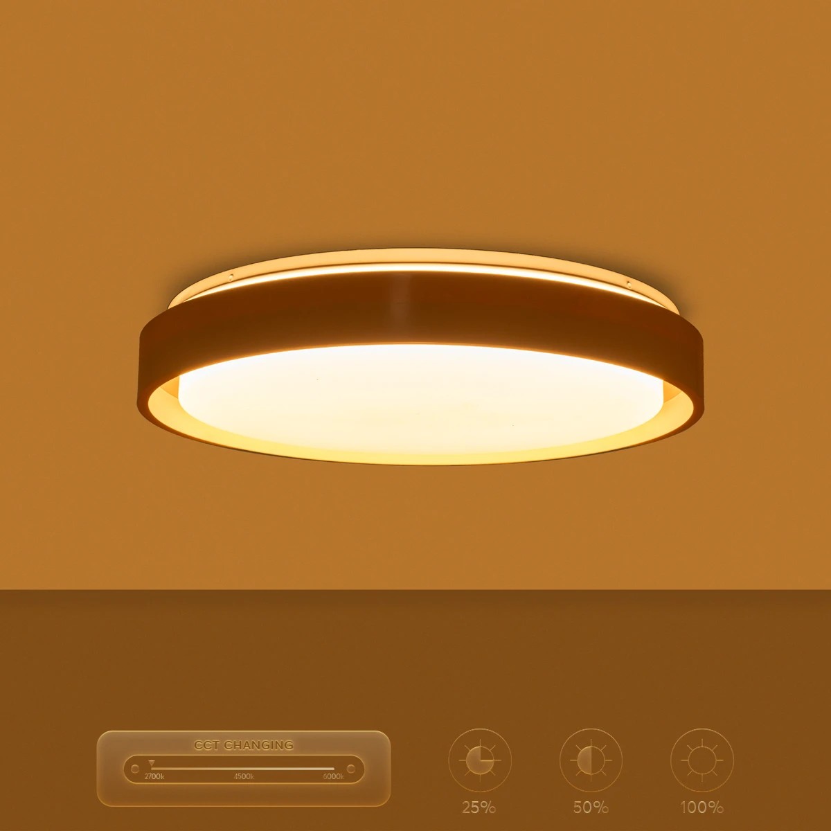 kelvo® BARCHETTA KLV-101-0267-V2 Φωτιστικό Οροφής LED 72W 7200lm 120° AC 220-240V IP20 Ρυθμιζόμενο Λευκό CCT με Χειριστήριο από 2700K έως 6000K Dimmable - Lumileds SMD Chip - Λευκό & Σαμπανιζέ Χρυσό Ματ - Μ48 x Π48 x Υ8.2cm - 3 Χρόνια Εγγύηση - Image 15