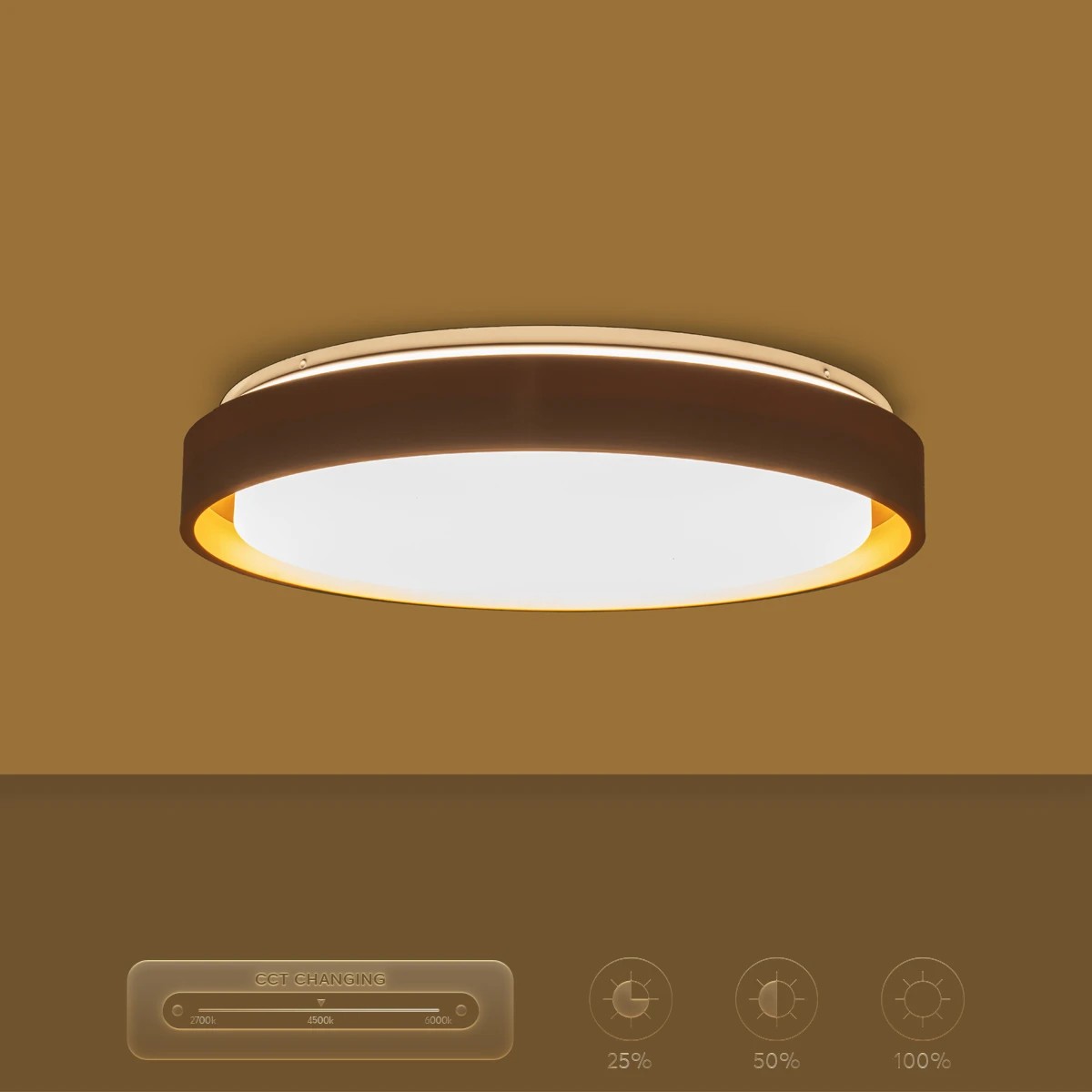 kelvo® BARCHETTA KLV-101-0267-V2 Φωτιστικό Οροφής LED 72W 7200lm 120° AC 220-240V IP20 Ρυθμιζόμενο Λευκό CCT με Χειριστήριο από 2700K έως 6000K Dimmable - Lumileds SMD Chip - Λευκό & Σαμπανιζέ Χρυσό Ματ - Μ48 x Π48 x Υ8.2cm - 3 Χρόνια Εγγύηση - Image 16