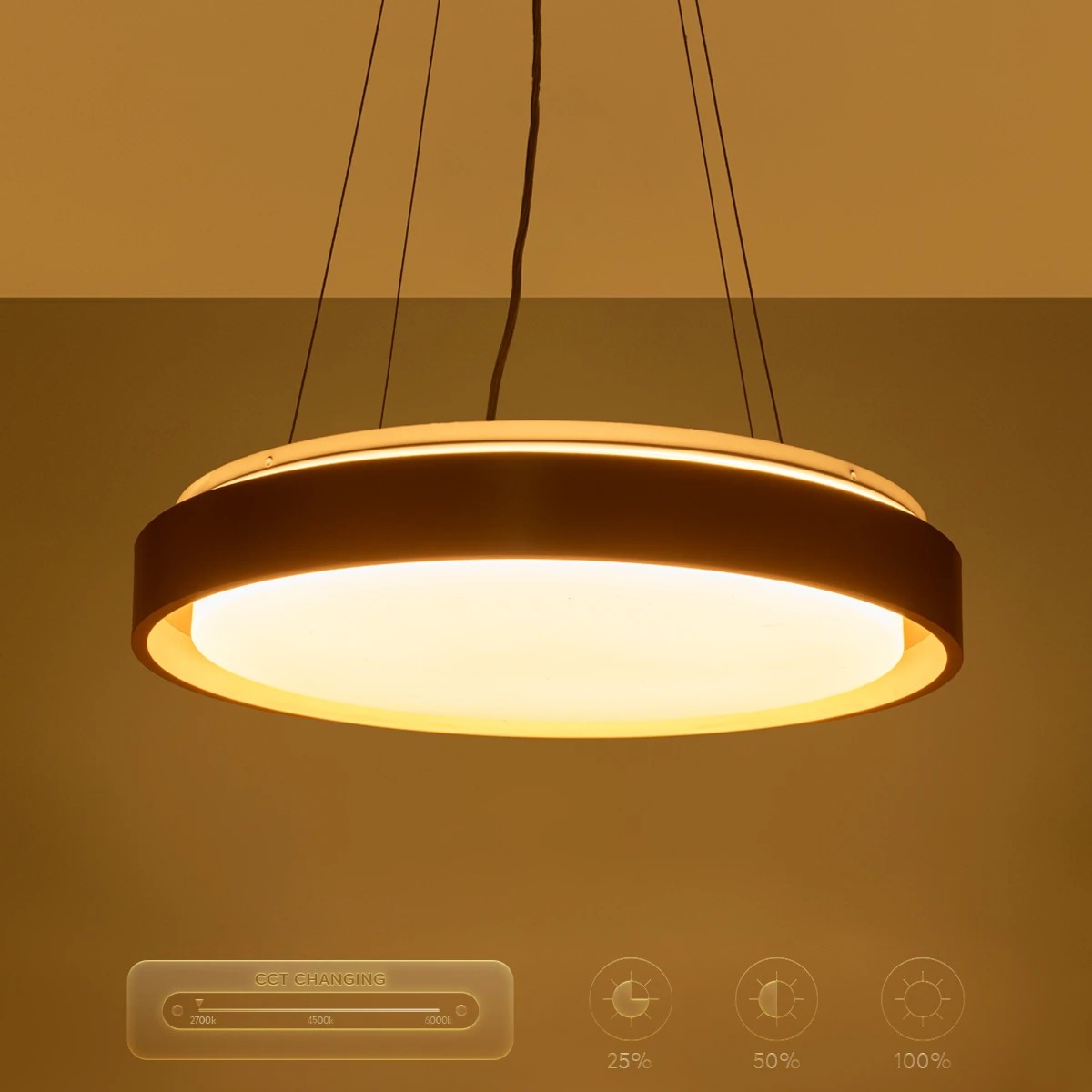 kelvo® BARCHETTA KLV-101-0268 Κρεμαστό Φωτιστικό Οροφής LED 72W 7200lm 120° AC 220-240V IP20 Ρυθμιζόμενο Λευκό CCT με Χειριστήριο από 2700K έως 6000K Dimmable - Lumileds SMD Chip - Σαμπανιζέ Χρυσό Ματ - Μ48 x Π48 x Υ8.2cm - 3 Χρόνια Εγγύηση - Image 16