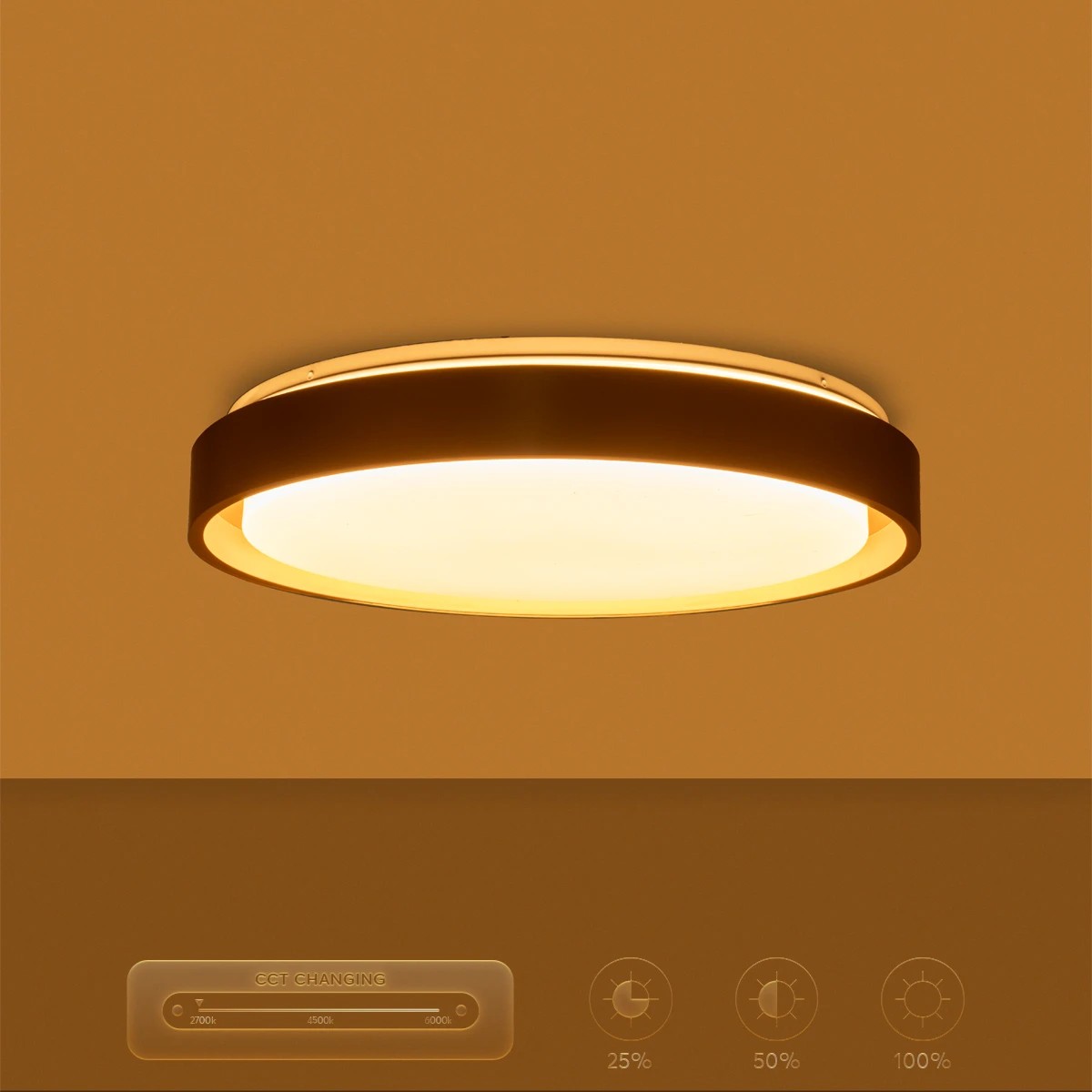 kelvo® BARCHETTA KLV-101-0268-V2 Φωτιστικό Οροφής LED 72W 7200lm 120° AC 220-240V IP20 Ρυθμιζόμενο Λευκό CCT με Χειριστήριο από 2700K έως 6000K Dimmable - Lumileds SMD Chip - Σαμπανιζέ Χρυσό Ματ - Μ48 x Π48 x Υ8.2cm - 3 Χρόνια Εγγύηση - Image 15