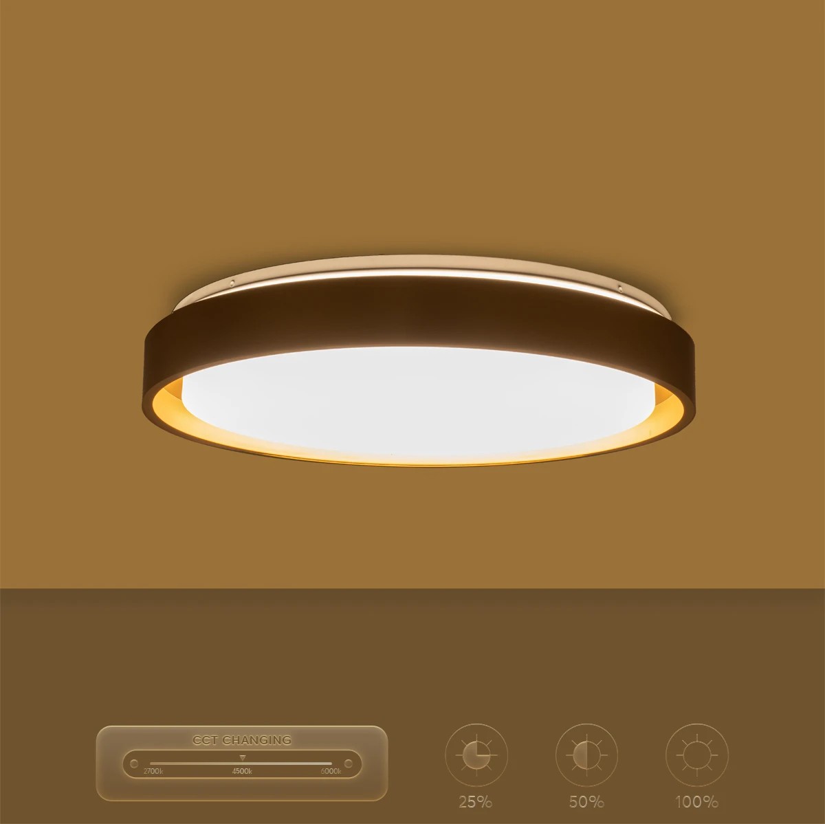 kelvo® BARCHETTA KLV-101-0268-V2 Φωτιστικό Οροφής LED 72W 7200lm 120° AC 220-240V IP20 Ρυθμιζόμενο Λευκό CCT με Χειριστήριο από 2700K έως 6000K Dimmable - Lumileds SMD Chip - Σαμπανιζέ Χρυσό Ματ - Μ48 x Π48 x Υ8.2cm - 3 Χρόνια Εγγύηση - Image 16