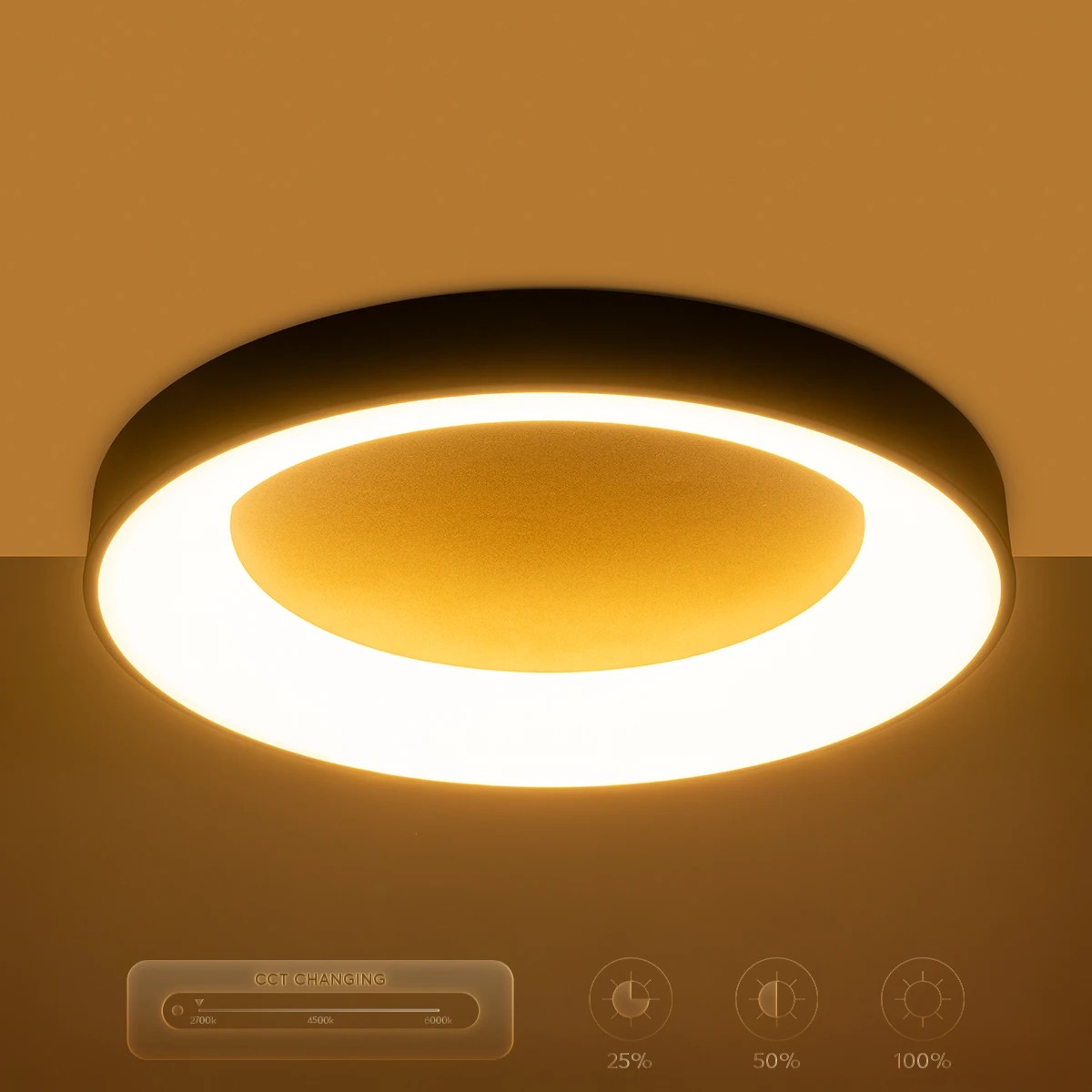 kelvo® SALEM KLV-101-0281 Φωτιστικό Οροφής LED 105W 10500lm 120° AC 220-240V IP20 Ρυθμιζόμενο Λευκό CCT με Χειριστήριο από 2700K έως 6000K Dimmable - Lumileds SMD Chip - Μαύρο Ματ - Μ60 x Π60 x Υ9.5cm - 3 Χρόνια Εγγύηση - Image 12