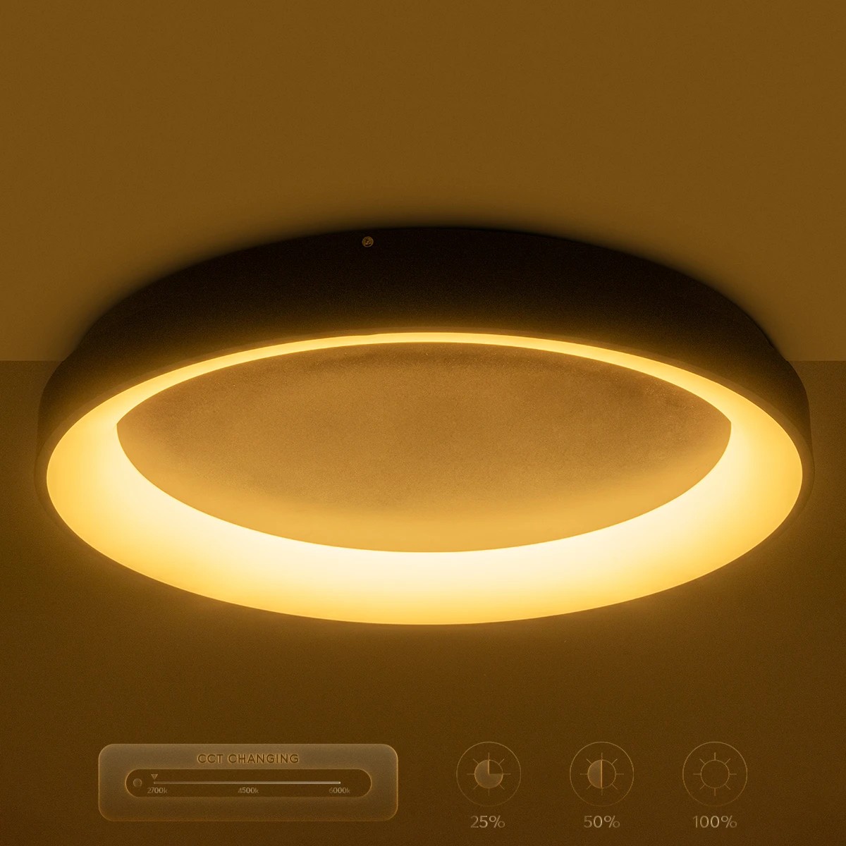 kelvo® SALEM KLV-101-0284 Φωτιστικό Οροφής LED 105W 10500lm 120° AC 220-240V IP20 Ρυθμιζόμενο Λευκό CCT με Χειριστήριο από 2700K έως 6000K Dimmable - Lumileds SMD Chip - Καφέ Ματ - Μ60 x Π60 x Υ9.5cm - 3 Χρόνια Εγγύηση - Image 12