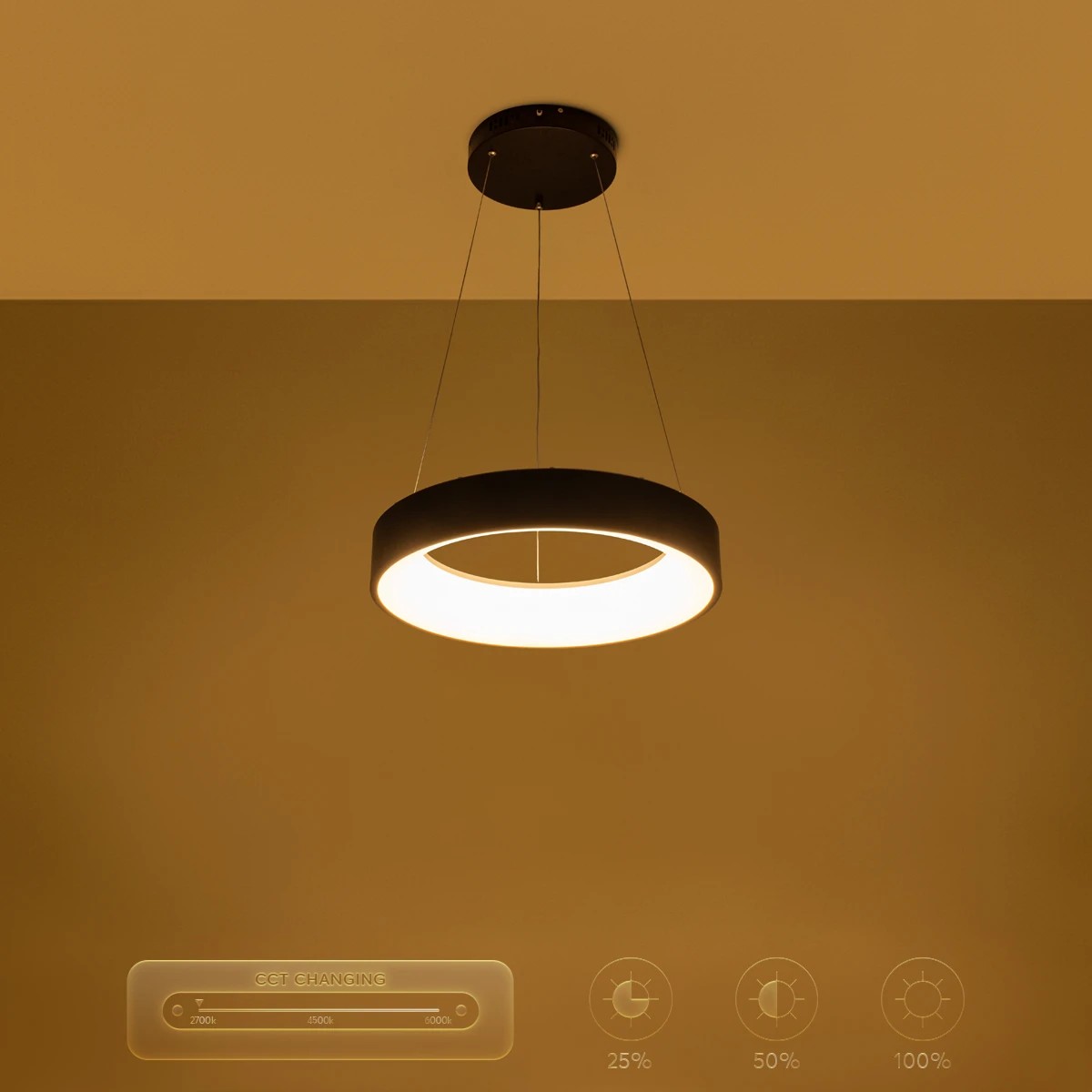 kelvo® SALEM KLV-101-0285 Κρεμαστό Φωτιστικό Οροφής LED 75W 7500lm 120° AC 220-240V IP20 Ρυθμιζόμενο Λευκό CCT με Χειριστήριο από 2700K έως 6000K Dimmable - Lumileds SMD Chip - Μαύρο Ματ - Μ45 x Π45 x Υ6cm - 3 Χρόνια Εγγύηση - Image 11