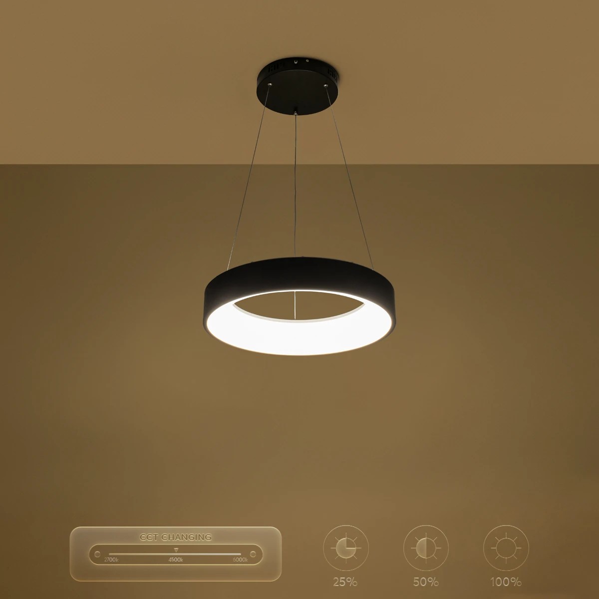 kelvo® SALEM KLV-101-0285 Κρεμαστό Φωτιστικό Οροφής LED 75W 7500lm 120° AC 220-240V IP20 Ρυθμιζόμενο Λευκό CCT με Χειριστήριο από 2700K έως 6000K Dimmable - Lumileds SMD Chip - Μαύρο Ματ - Μ45 x Π45 x Υ6cm - 3 Χρόνια Εγγύηση - Image 12