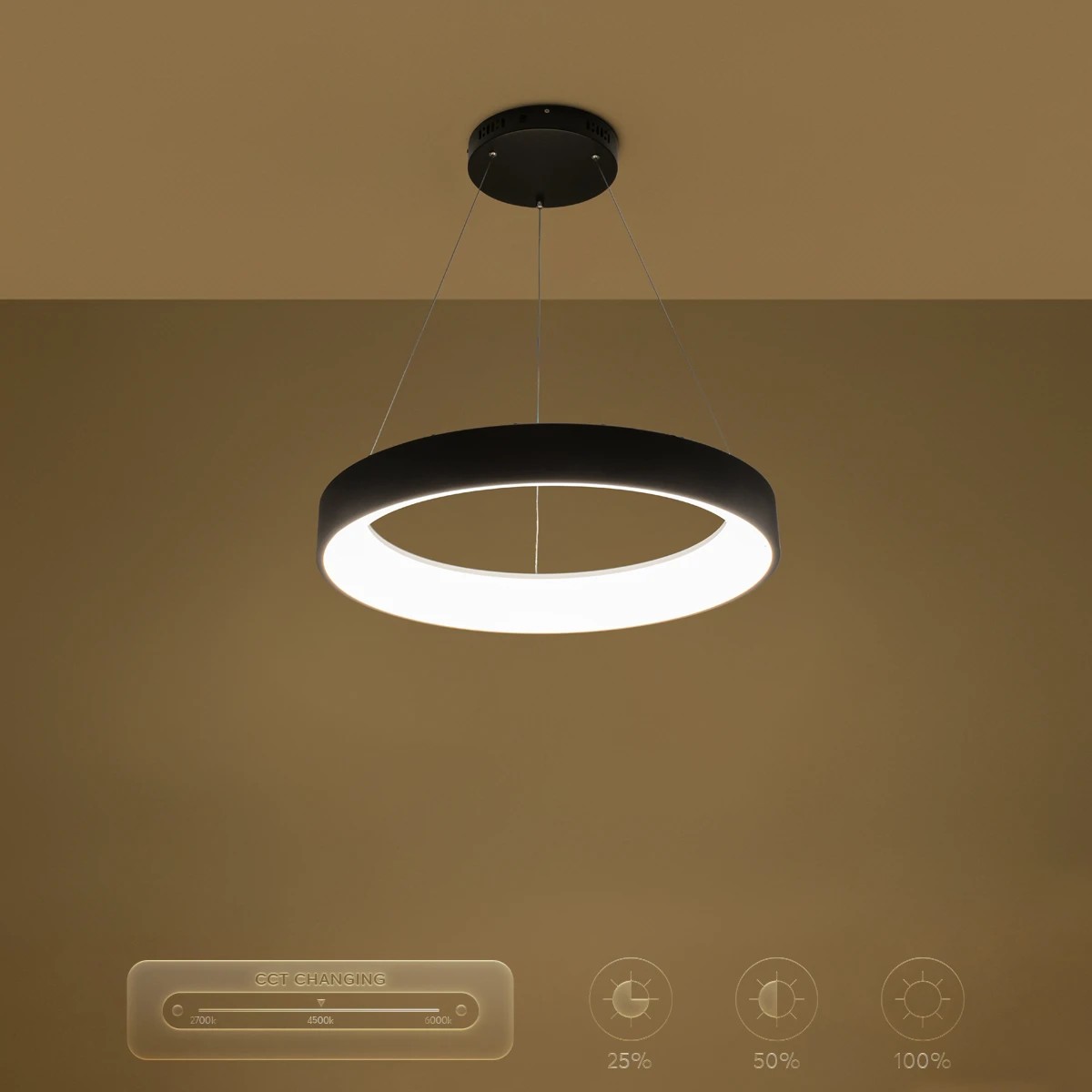 kelvo® SALEM KLV-101-0289 Κρεμαστό Φωτιστικό Οροφής LED 105W 10500lm 120° AC 220-240V IP20 Ρυθμιζόμενο Λευκό CCT με Χειριστήριο από 2700K έως 6000K Dimmable - Lumileds SMD Chip - Μαύρο Ματ - Μ60 x Π60 x Υ6cm - 3 Χρόνια Εγγύηση - Image 12