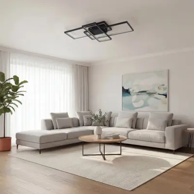 Alternative view of kelvo® QUADRA KLV-101-0293 Φωτιστικό Οροφής LED 100W 10000lm 120° AC 220-240V IP20 Ρυθμιζόμενο Λευκό CCT με Χειριστήριο από 2700K έως 6000K Dimmable - Lumileds SMD Chip - Μαύρο Ματ - Μ85 x Π45 x Υ9cm - 3 Χρόνια Εγγύηση