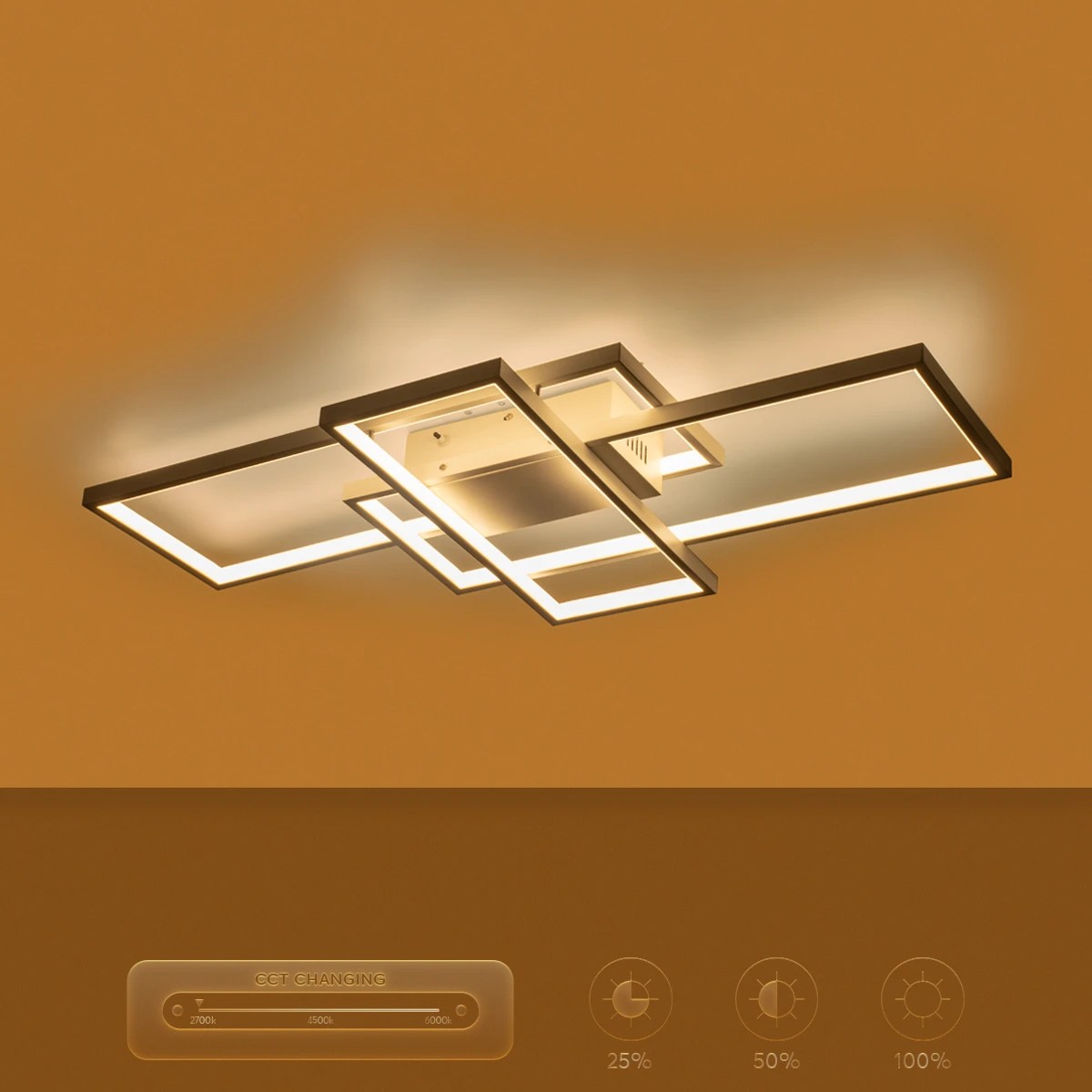 kelvo® QUADRA KLV-101-0294 Φωτιστικό Οροφής LED 100W 10000lm 120° AC 220-240V IP20 Ρυθμιζόμενο Λευκό CCT με Χειριστήριο από 2700K έως 6000K Dimmable - Lumileds SMD Chip - Λευκό Ματ - Μ85 x Π45 x Υ9cm - 3 Χρόνια Εγγύηση - Image 11