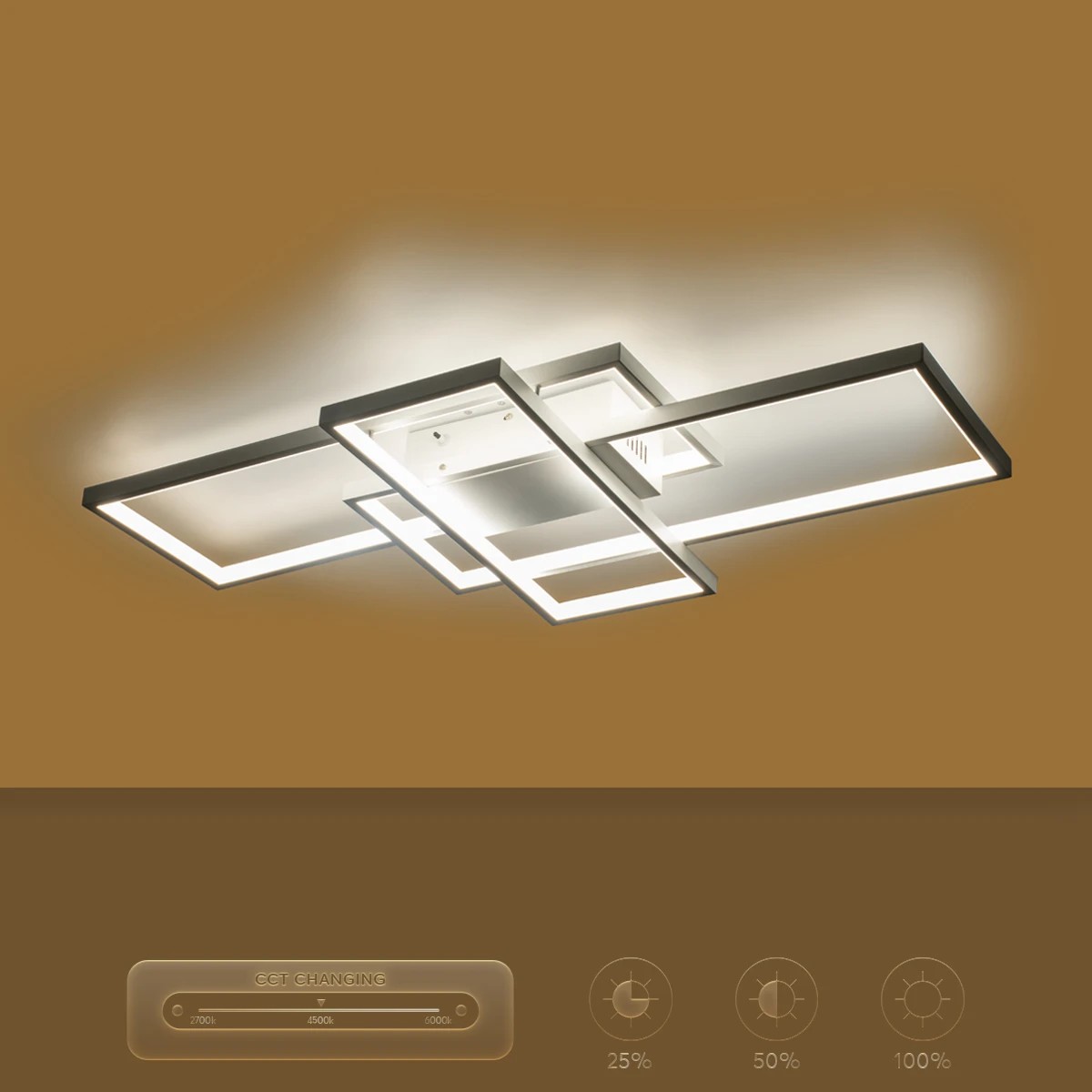 kelvo® QUADRA KLV-101-0294 Φωτιστικό Οροφής LED 100W 10000lm 120° AC 220-240V IP20 Ρυθμιζόμενο Λευκό CCT με Χειριστήριο από 2700K έως 6000K Dimmable - Lumileds SMD Chip - Λευκό Ματ - Μ85 x Π45 x Υ9cm - 3 Χρόνια Εγγύηση - Image 12