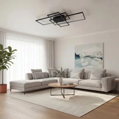 Alternative view of kelvo® QUADRA KLV-101-0296 Φωτιστικό Οροφής LED 120W 12000lm 120° AC 220-240V IP20 Ρυθμιζόμενο Λευκό CCT με Χειριστήριο από 2700K έως 6000K Dimmable - Lumileds SMD Chip - Μαύρο Ματ - Μ105 x Π60 x Υ9cm - 3 Χρόνια Εγγύηση