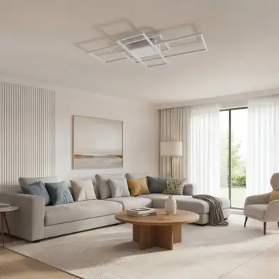 Alternative view of kelvo® QUADRA KLV-101-0297 Φωτιστικό Οροφής LED 120W 12000lm 120° AC 220-240V IP20 Ρυθμιζόμενο Λευκό CCT με Χειριστήριο από 2700K έως 6000K Dimmable - Lumileds SMD Chip - Λευκό Ματ - Μ105 x Π60 x Υ9cm - 3 Χρόνια Εγγύηση