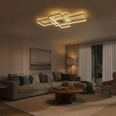 kelvo® QUADRA KLV-101-0297 Φωτιστικό Οροφής LED 120W 12000lm 120° AC 220-240V IP20 Ρυθμιζόμενο Λευκό CCT με Χειριστήριο από 2700K έως 6000K Dimmable - Lumileds SMD Chip - Λευκό Ματ - Μ105 x Π60 x Υ9cm - 3 Χρόνια Εγγύηση