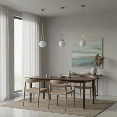 Alternative view of kelvo® BELLISSIMO KLV-101-0376 Κρεμαστό Φωτιστικό Οροφής για Λάμπα με Ντουί E27 AC 220-240V IP20 - Χρυσό Βούρτσας Πλατίνα & Λευκό - Μ20 x Π20 x Υ42cm